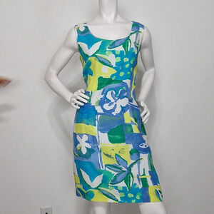 Jessica Howard Abstract Floral Midi Dress - Blue and Green